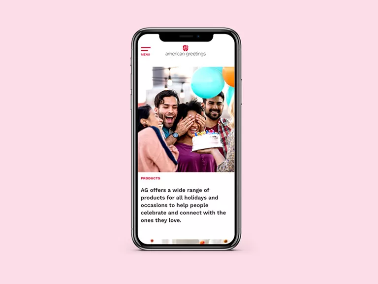 American Greetings Corporate website on mobile device