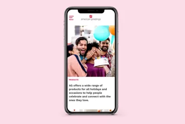American Greetings Corporate website on mobile device