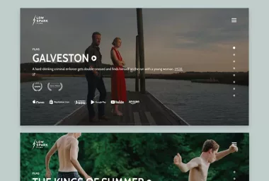 Low Spark films website home screens.